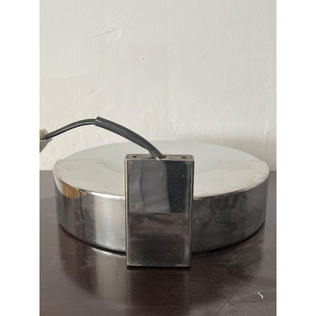 Table Lamp with Chromed Steel Base and Double Glass, 1970s For Sale - Image 4 of 7