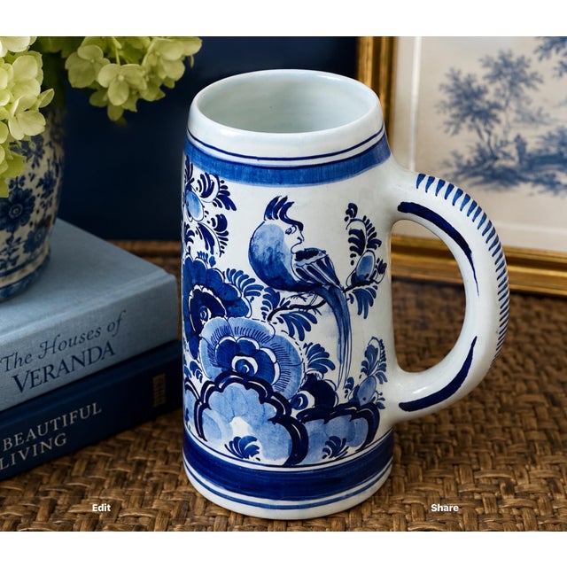 Mid 20th Century Hand-Painted Dutch Delft Blue & White Stein / Tankard For Sale - Image 11 of 11