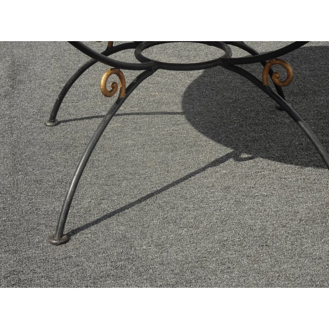 Vintage Spanish Style Wrought Iron W White & Gray Marble Top Coffee Table For Sale - Image 9 of 13