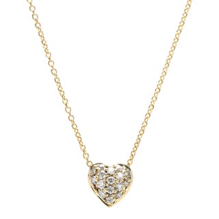 Roberto Coin Diamond and Ruby Heart Necklace, 18k Yellow Gold, Length 18 Inches For Sale