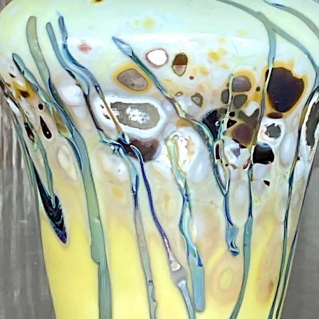 Vintage Boho Abstract Art Glass Vase For Sale - Image 12 of 12