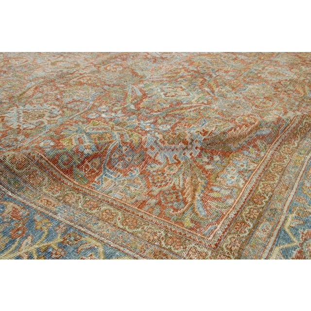 1900s Antique Persian Mahal Rust Wool Rug With Allover Floral Pattern For Sale In New York - Image 6 of 9