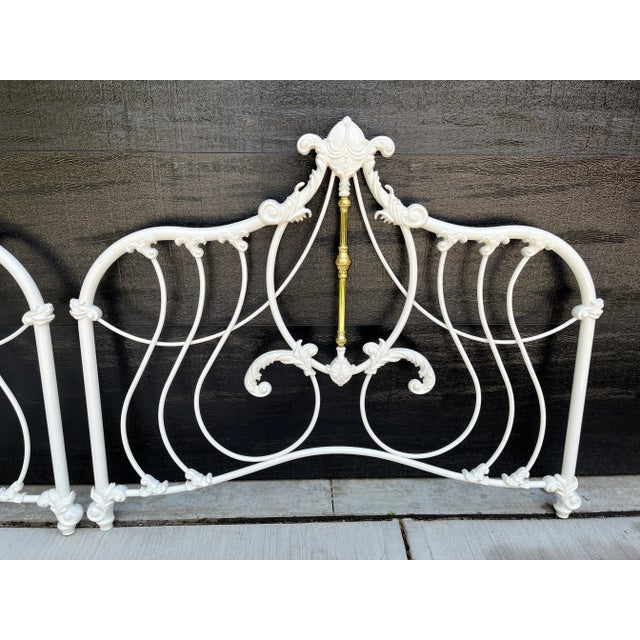 Mid 20th Century Vintage French Cottage Iron & Brass Full Size Headboards For Sale - Image 4 of 12