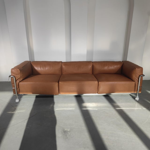 Cognac LC3 3-Seater Sofa from Cassina, 2024, in Flawless conditions. Designed 1920 to 1949 This piece has an attribution...