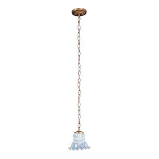 Mid 20th Century Art Nouveau Swirl Opal Glass Pendant Light For Sale