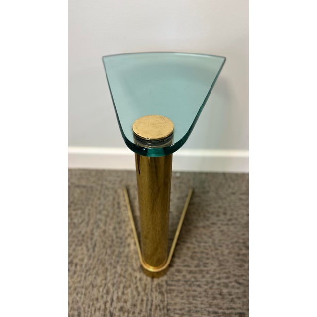 Attributed to Leon Rosen Brass and Glass Wedge Drink Table 1970’s For Sale In Detroit - Image 6 of 9