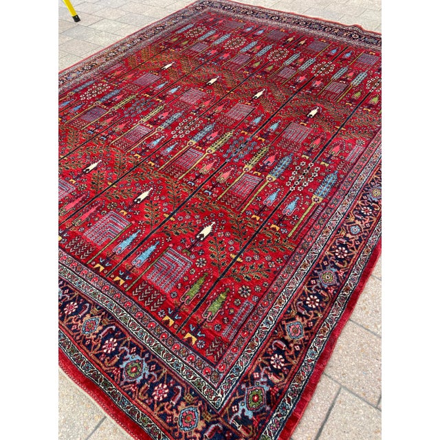 Antique Persian Bijar Halvayi Carpet, Forest Design For Sale - Image 10 of 12