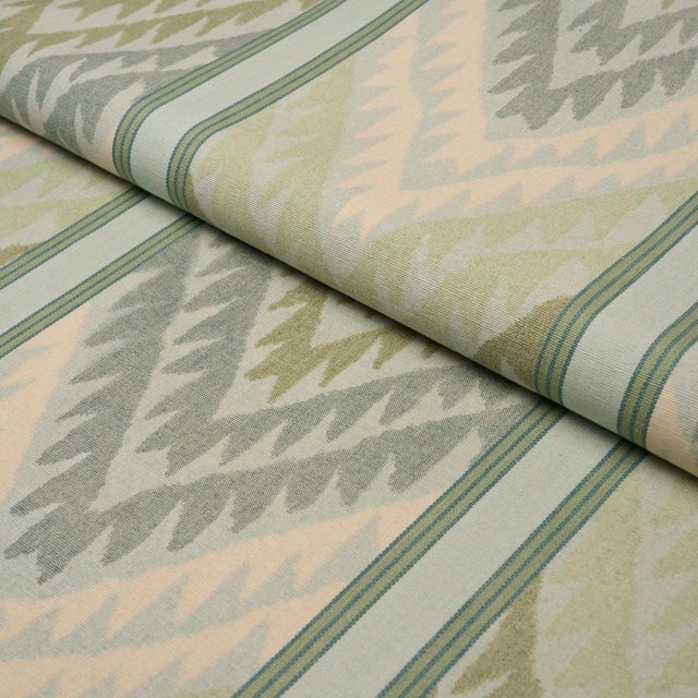 Schumacher Sample - Schumacher Shabba Warp Print Fabric In Leaf For Sale - Image 4 of 5