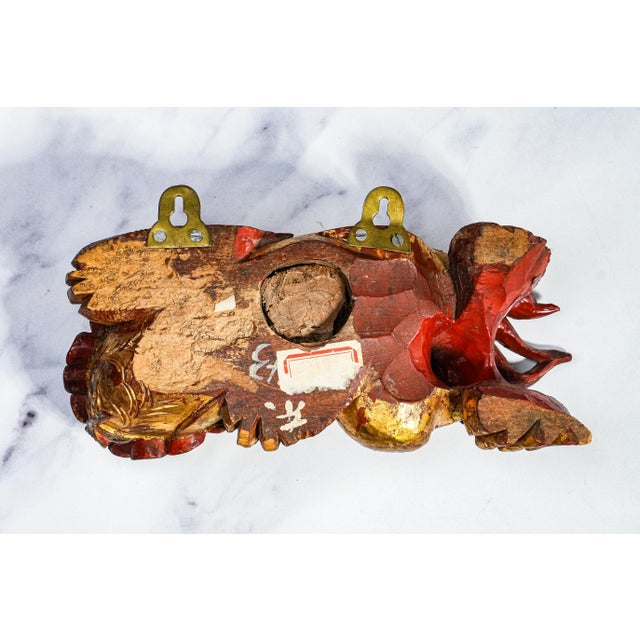 Hand Carved Antique Chinese Guardian Lion Wall Plaque Gilt Foo Dog Sculpture Asian Home Decor For Sale - Image 15 of 17