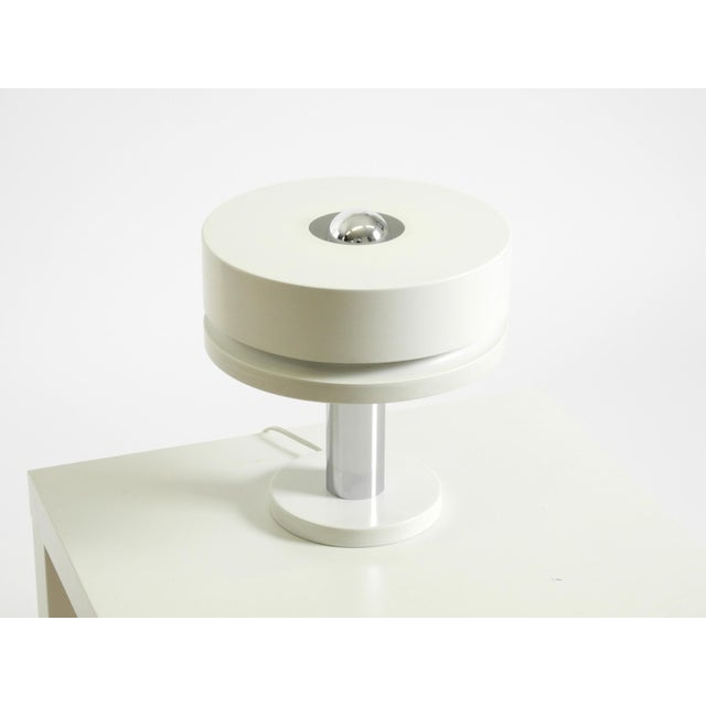 Mid-Century Modern Space Age White Metal Table Lamp by Kaiser Leuchten, 1960s For Sale - Image 3 of 18