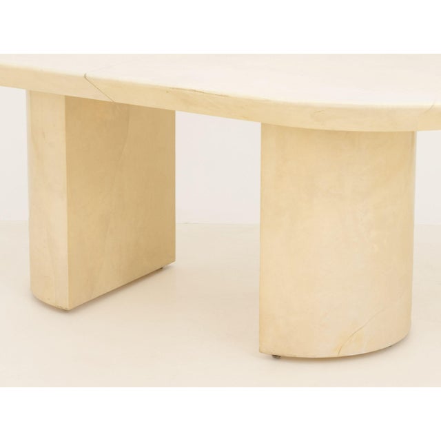 Mid-Century Modern Karl Springer Attributed "Knife Edge" Goatskin Extending Dining Table For Sale - Image 3 of 10