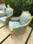 French Louis XV Style Blue-Green Bergere Wing Chair Set of 2 With Gold Leaf Details For Sale - Image 10 of 10