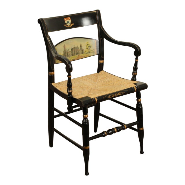 Hitchcock University of Pennsylvania Painted Rush Seat Armchair Chairish