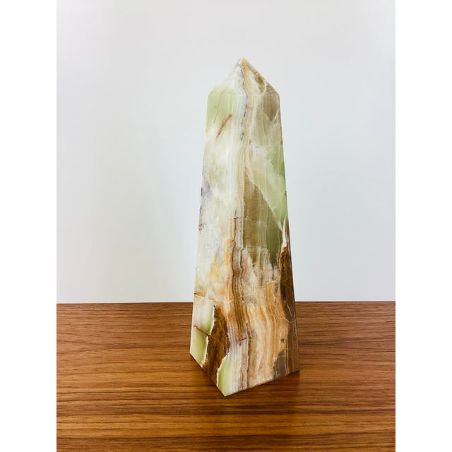 Vintage Solid Onyx Stone Obelisk Statue For Sale - Image 4 of 7