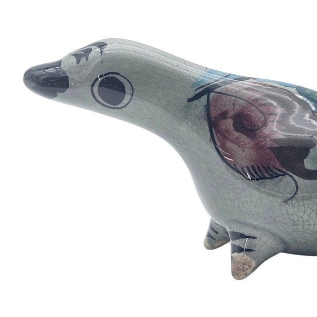 Vintage Tonalá Hand-Painted Pottery Duck Figurine – Talavera Style Folk Art, 8-Inch For Sale - Image 11 of 16