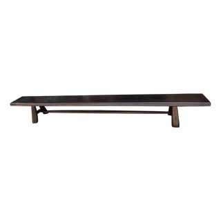 Andrianna Shamaris Midcentury Couture Espresso Stained Teak Wood Long Bench For Sale