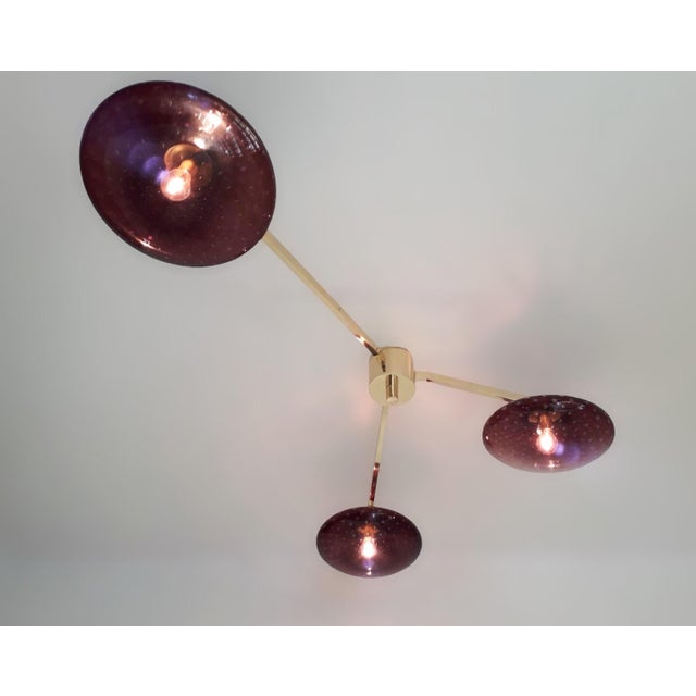 Not Yet Made - Made To Order Trio Angolo Polished Brass Amethyst Bubbles Glass Flush Mount by Fabio LTD For Sale - Image 5 of 7