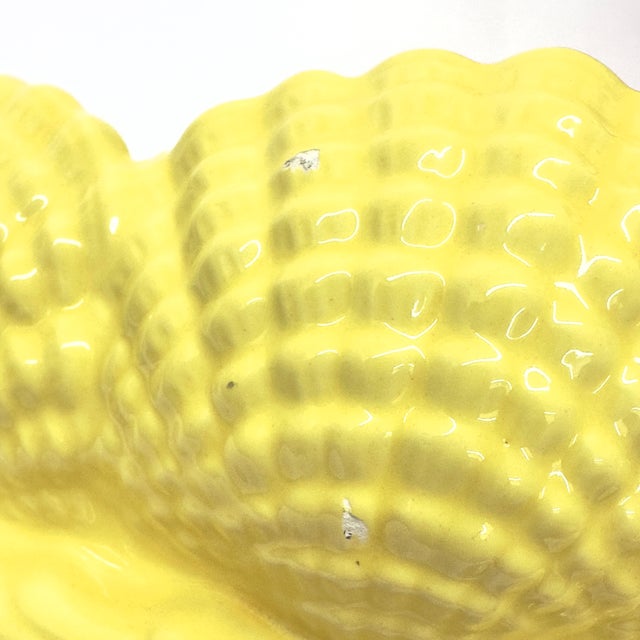 Vintage Lemon Yellow Ceramic Seashell Bowl For Sale - Image 12 of 12