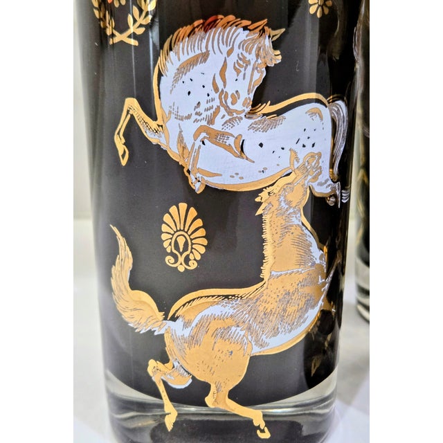 Vintage Culver-Attributed "Ming" Wild Horses Smoke Glass Highballs, Set of 8 For Sale In Dallas - Image 6 of 10