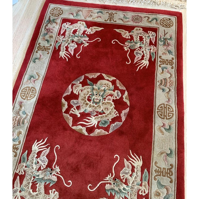 1960s 1960s, Handmade Vintage Art Deco Chinese Rug 4.1' X 6.3' For Sale - Image 5 of 7