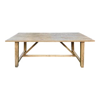 Vintage Simple Salvaged Teak Outdoor Dining Table For Sale