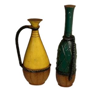 Vintage MCM Set of Two Sexton Wall Hanging Decor, Wine Bottle, Jug - Circa 60s