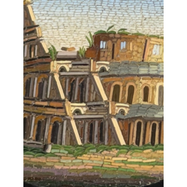 Victorian Grand Tour Italian Micromosaic Yellow Gold Brooch Depicting the Colosseum C1870 For Sale - Image 9 of 18