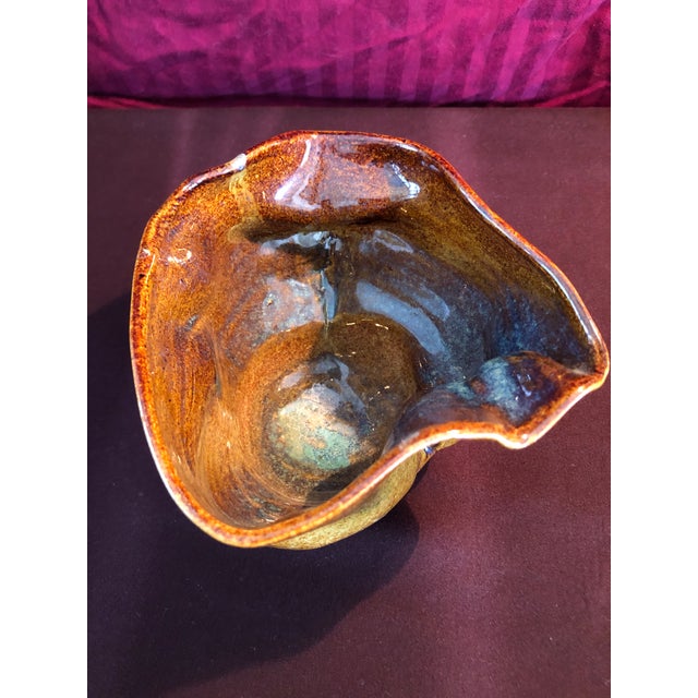 1990s Organic Design Artisan Signed Ceramic Bowl For Sale - Image 4 of 7
