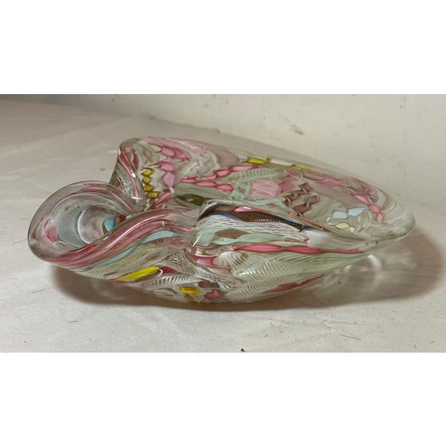 Large Vintage Hand Blown Murano Glass Cigarette Cigar Ashtray Italy Latticino For Sale In New York - Image 6 of 13