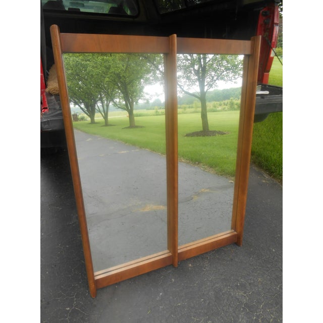 Vintage Mid-Century Danish Modern Teak Double Wall Mirror For Sale - Image 4 of 9