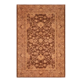 Shabby Chic Ziegler Brown Tan Hand-Knotted Wool Rug - 6'2'' X 9'0'' For Sale