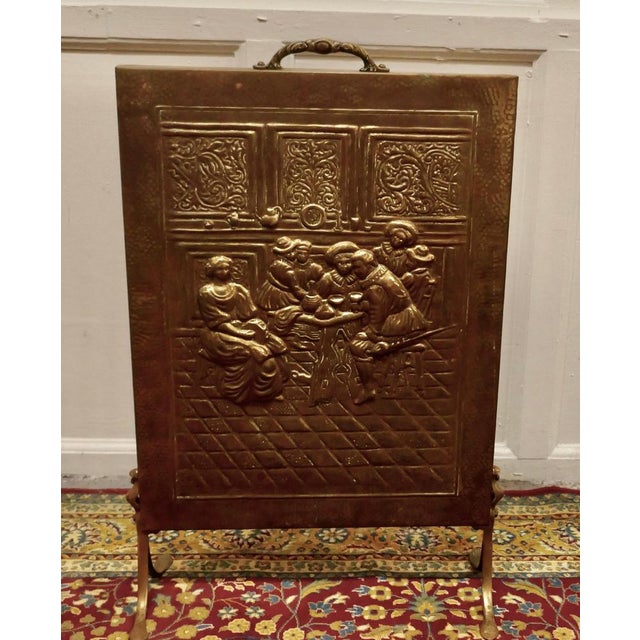 Vintage Brass Fire Screen, 1930 For Sale - Image 3 of 5