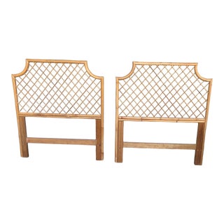 Vintage Rattan Pagoda Chinoiserie Twin Headboards a Pair For Sale