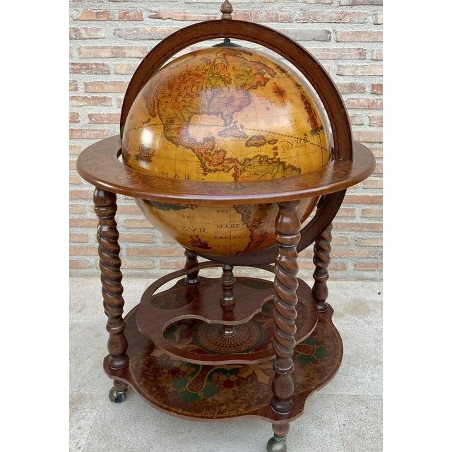 Vintage Italian World Globe Dry Bar, 1960s For Sale - Image 3 of 14