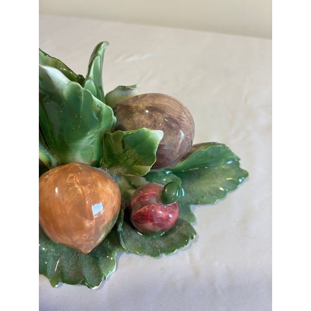Green Vintage Italian Capodimonte Porcelain Harvest Fruit Taper Candle Holder For Sale - Image 8 of 11