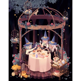 Tea Party by Sang Lam | Digital printed on metal Illustration of a whimsical outdoor tea gathering. For Sale