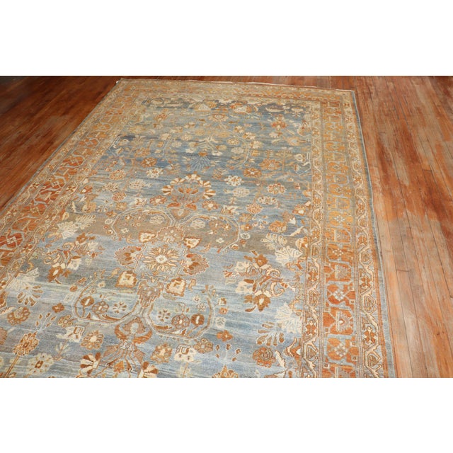 Zabihi Collection Blue Persian Bibikabad Corridor Rug For Sale - Image 11 of 12