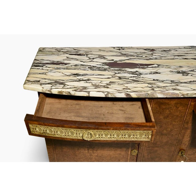 1940s 1940s French Louis XVI-Style Walnut Sideboard Credenza With Marble Top For Sale - Image 5 of 9