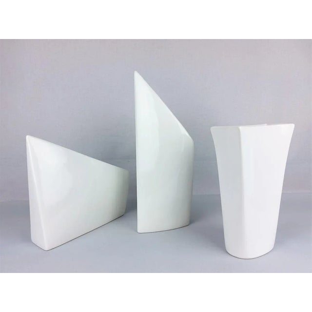 1960s Vintage White Ceramic Vases, Set of 3 For Sale - Image 5 of 9