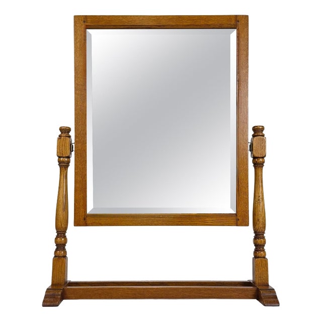 Antique English Oak Dressing Table Mirror, 1900s For Sale