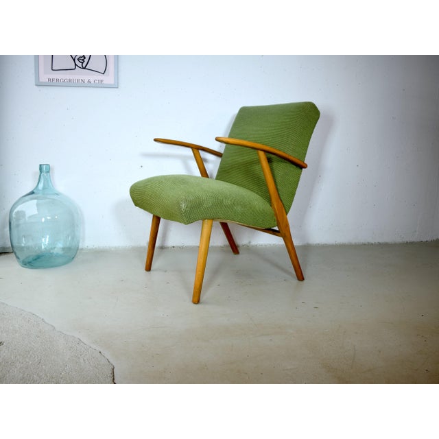 Mid-Century Modern Easy Chair in Green, 1950s For Sale - Image 6 of 8