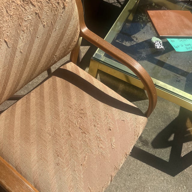 1970s Vintage Scandinavian Wooden Covered Chair, Good Bones, Needs Reupholstery For Sale - Image 5 of 6