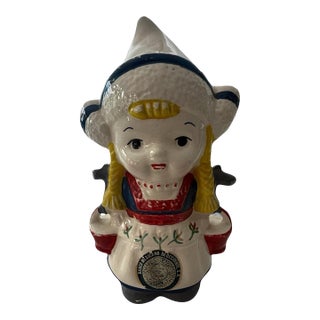 Vintage Banco Mexicano De Occidente Dutch Girl Ceramic Coin Bank Hand Painted For Sale