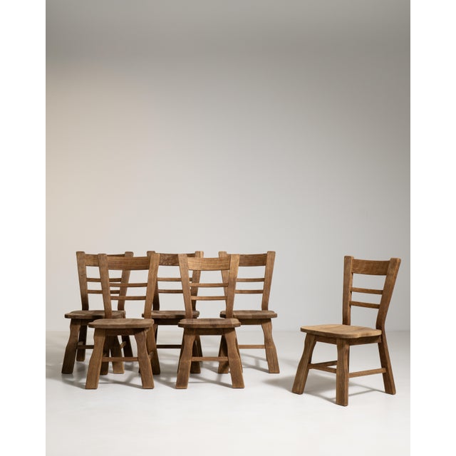 1970s Set of Six Oak Dining Chairs For Sale - Image 16 of 17