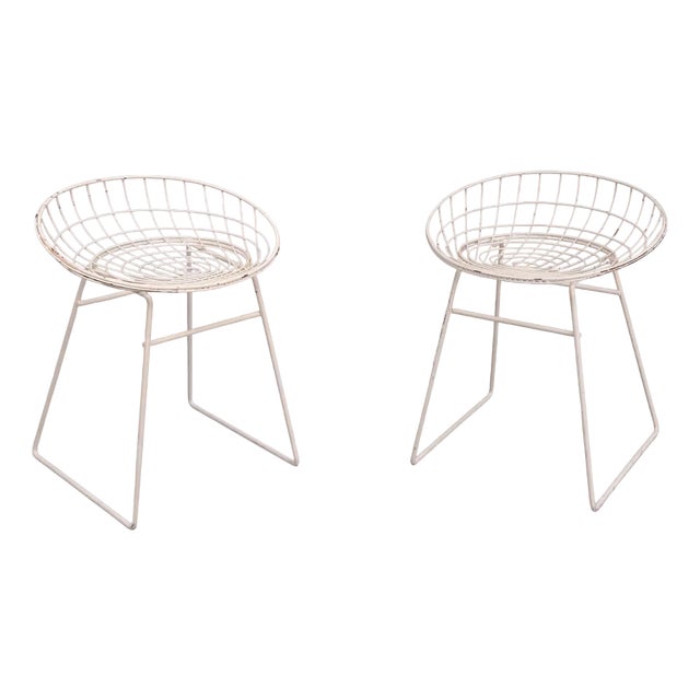Set of Wire Km05 Stools by Cees Braakman for Pastoe, 1958 For Sale