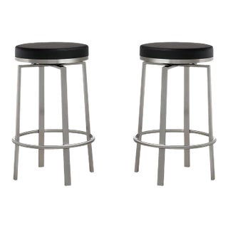 Pratt Black Steel Counter Stools - A Pair For Sale