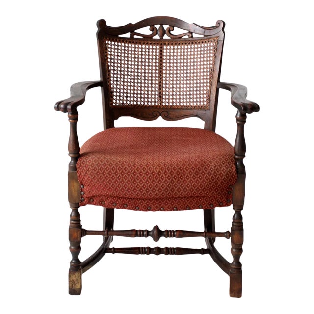 Antique Louis Xlll Style Armchair With Cane Back For Sale