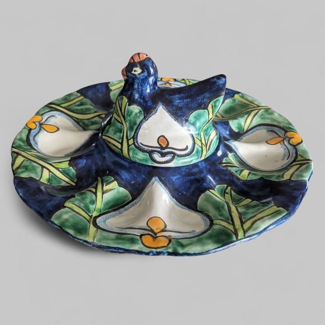 Vintage Mexican Pottery Rooster Deviled Egg Serving Dish For Sale - Image 10 of 10