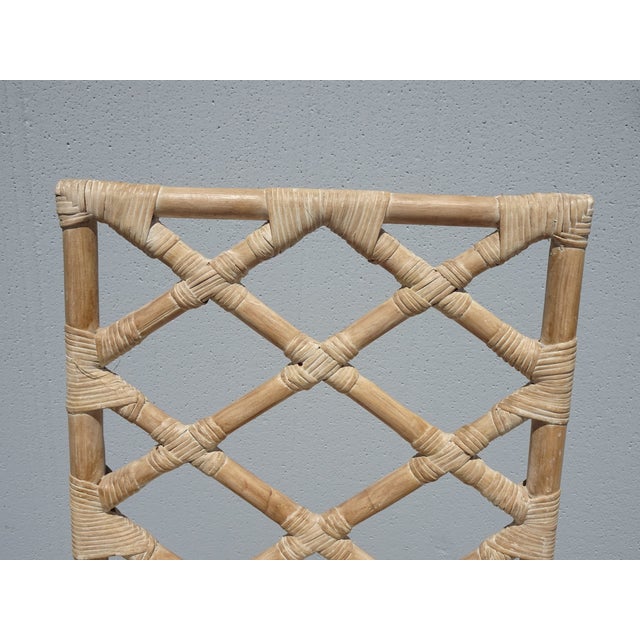 Wood Pair of Vintage Chippendale Bamboo Rattan Side Chairs For Sale - Image 7 of 17
