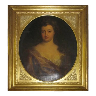 18th century Portrait of Lady Oil on Canvas in Giltwood Frame For Sale